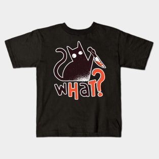 Cat With Knife Funny Cat What Kids T-Shirt